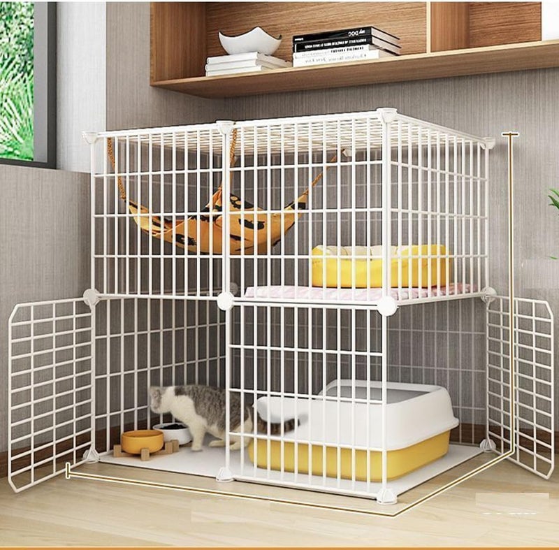 FDSDEFEN Cat Cage Indoor DIY Cat Playpen Detachable Metal Wire Kennels Indoor Cat Enclosures DIY Playpen Metal Kennel (2 Tier) - Image 1